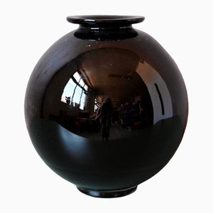 Black Glass Ball Vase