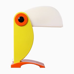 Lámpara de mesa con pájaro tucán amarillo de OTF Oldtimer Ferrari, Italia, años 60