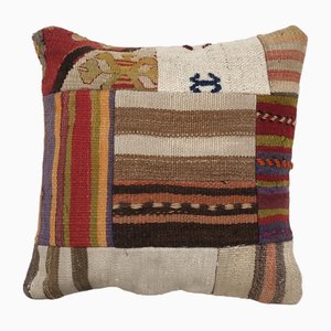 Fodera per cuscino vintage Kilim patchwork intrecciata a mano, Turchia