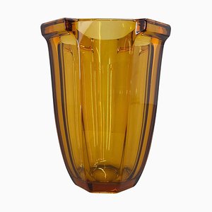 Art Deco Amber Glass Vase by Rudolf Schrotter, 1930s