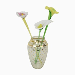 Glass Flowers from Novy Bor Glassworks, 1950s, Set of 3