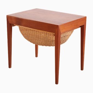 Teak Bijzet Table Sewing Table by Severin Hansen for Haslev, 1950s
