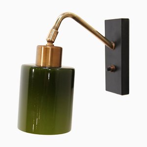 Green Glasses and Brass Wall Lamp from Fog and Morup, 1950s