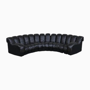 Ds-600 ‘Non Stop Sectional Sofa in Black Leather by Heinz Ulrich, Ueli Berger and Eleanora Peduzzi-Riva for de Sede