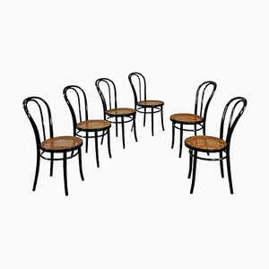 Thonet No. 18 Beech and Vienna Straw Chairs attributed to Thonet for Herbatschek, 1960s, Set of 6