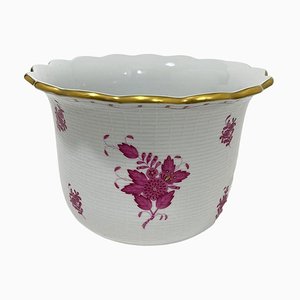 Porcelain Bouquet Apponyi Purple Cachepot from Herend, Hungary, 1960s