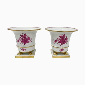 Porcelain & Iron Bouquet Apponyi in Purple from Herend, Hungary, 1960s, Set of 2