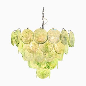 Green Iridescent Murano Glass Chandelier, 1990s