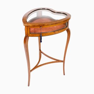 Table d'Exposition Édouardienne Antique en Forme de Coeur, 19ème Siècle