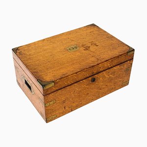 Humidor vittoriano in ottone e quercia, XIX secolo