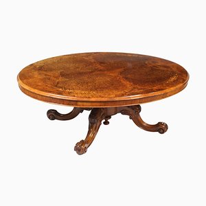 19th Century Burr Walnut & Marquetry Oval Coffee Table