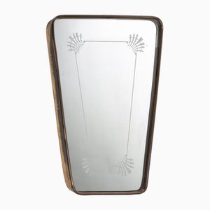 Mirror with Wood and Brass Frame, 1950s