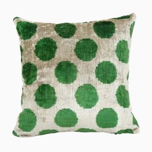 Ikat Square Green Polka Dot in Velvet & Silk