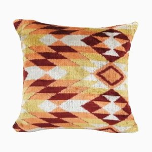Orange Silk Ethnic Velvet Kilim Cushion Cover