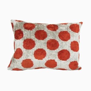 Fodera per cuscino lombare Ikat in velluto rosso a pois