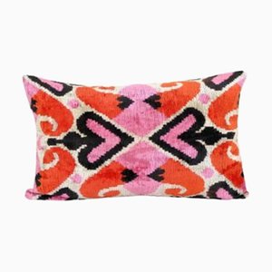 Pink Silk Ikat Velvet Cushion Cover