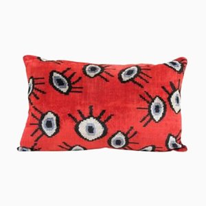 Ikat Eye Red Silk Ethnic Cushion Cover