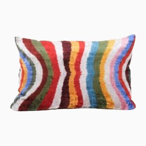 Colorful Silk Ikat Velvet Cushion Cover