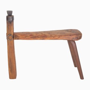 Antique Folk Spruce Stool, 1920s