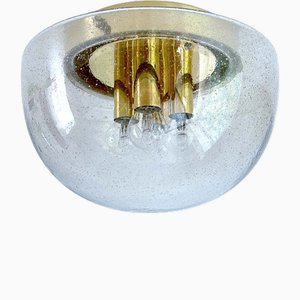 Space Age Ceiling Light in Brass and Glass from Limburg, 1970s