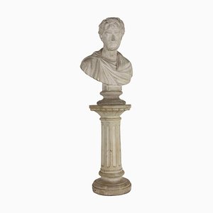 Antique Bust of Julius Caesar with Column Ornaments
