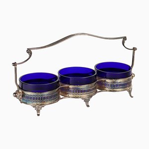 Sauce Holder in Blue Glass, First Half of the 20th Century