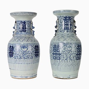 Jarrones chinos de porcelana, años 10. Juego de 2