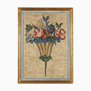 Embroidery on Canvas with Fruit & Flowers, Italy, 18th-19th Century