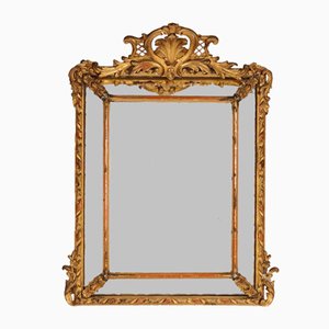 Espejo de madera dorada y tallada, Italia, década de 1800