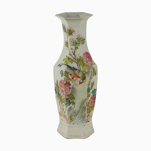 20th Century Vase in Porcelain with Plants and Flower Motif