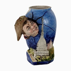 Vase aus emaillierter Keramik, 19. Jh., Italien