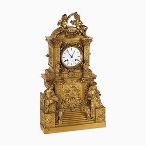 Horloge de Comptoir en Bronze Doré, France, Milieu du XIXe Siècle