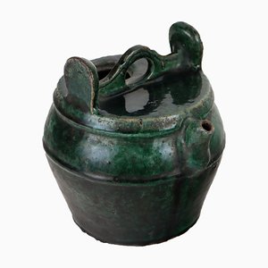 Chinesischer Ming Era Wasserbehälter aus grün glasierter Keramik
