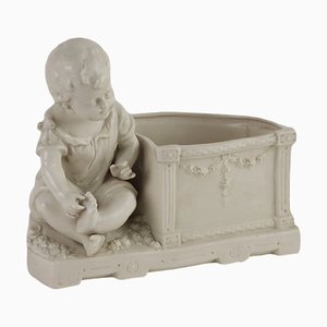 European Planter in White Porcelain with Angel, 1900s