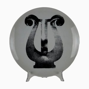 Theme and Variations Plate in Porcelain attributed to P. Fornasetti, 1960s