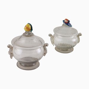 18th Century Murano Glass Sugar Bowls, Set of 2