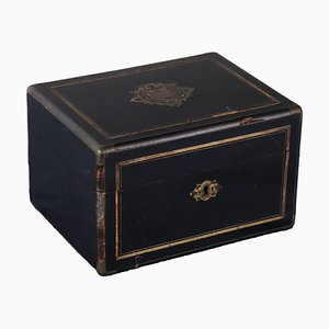 Caja de costura, siglo XIX de chapa de ébano