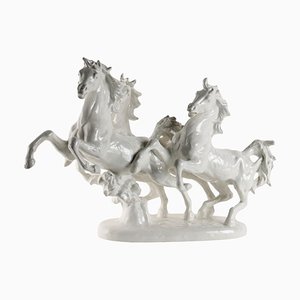 Statuina Antica Cavalli Selvaggi in Porcellana