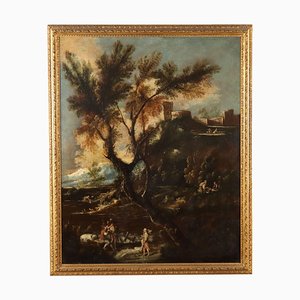 Después de A. Peruzzini, paisaje, óleo sobre lienzo, 1700, enmarcado