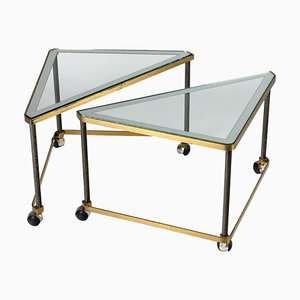 Coffee Tables in Metal, Brass & Glass, Italy, 1980s, Set of 2