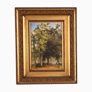 Impressionist Artist, Landscape with Figure, Oil on Canvas, Framed