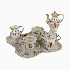 Coffee Set in Porcelain, France, 1830s, Set of 8
