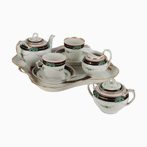 Tete a Tete Coffee Set in Porcelain, Paris, 1860s, Set of 8