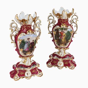 Jarrones de porcelana, Francia, décadas de 1830 a 1860. Juego de 2