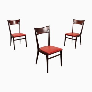 Stühle aus Buche mit Kunstlederbezug, 1950er-1960er, 3er Set