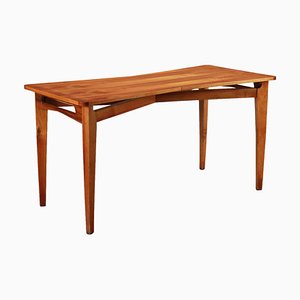 Modernist Table in Beech and Walnut Veneer, Italy, 1950s