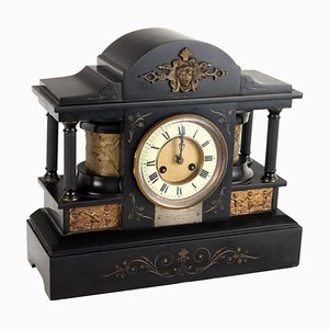 Temple-Shaped Clock in Black Marble, Europe, 19th Century