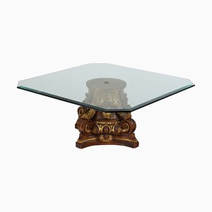 Table in Lacquered Wood with Glass Top, Italy, 20th Century