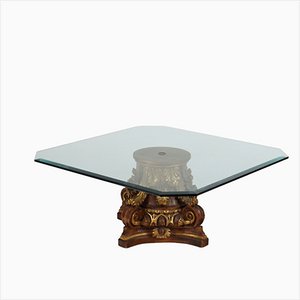 Table in Lacquered Wood with Glass Top, Italy, 20th Century