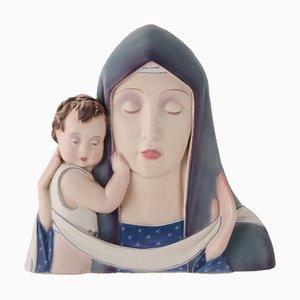Virgin Mary with Child in Ceramic, Italy, 1930s-1940s